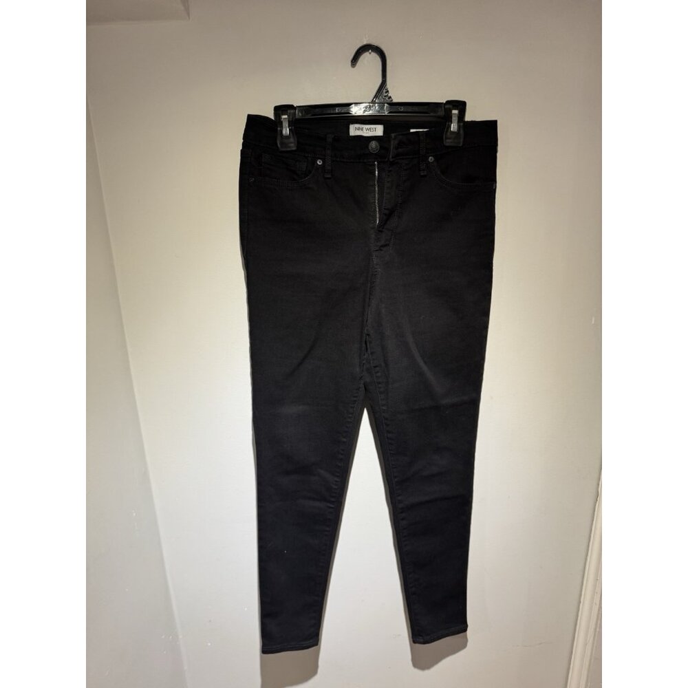 Nine West Womens Size 8 High Rise Skinny Jeans Black Denim